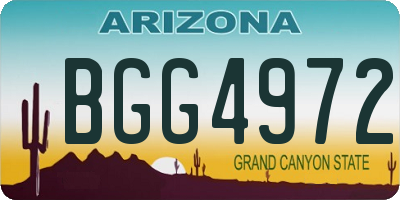 AZ license plate BGG4972