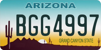 AZ license plate BGG4997