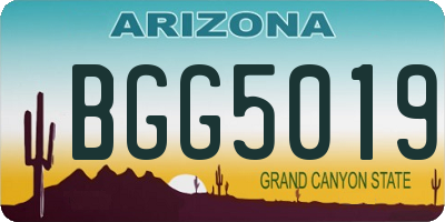AZ license plate BGG5019