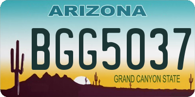AZ license plate BGG5037