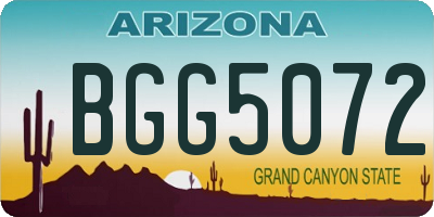 AZ license plate BGG5072