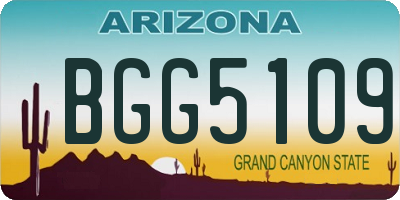 AZ license plate BGG5109