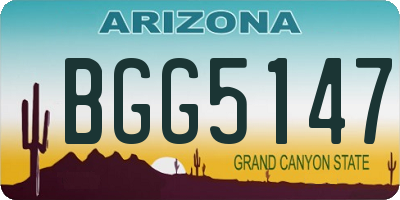 AZ license plate BGG5147