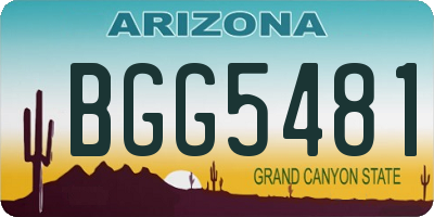 AZ license plate BGG5481