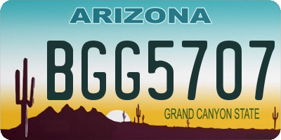 AZ license plate BGG5707