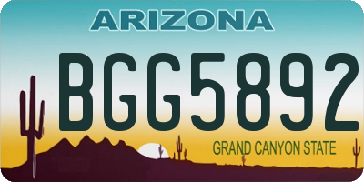 AZ license plate BGG5892