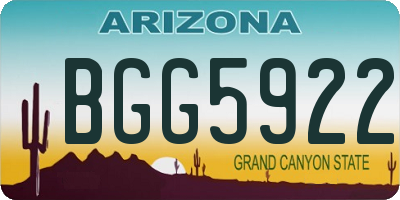 AZ license plate BGG5922