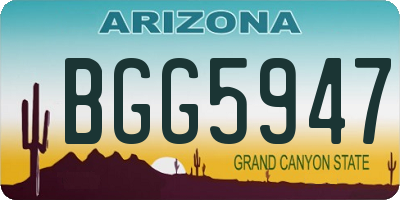 AZ license plate BGG5947