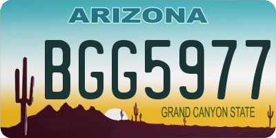 AZ license plate BGG5977