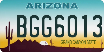 AZ license plate BGG6013