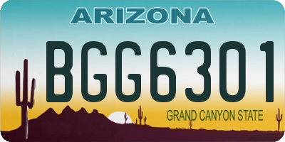 AZ license plate BGG6301