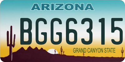 AZ license plate BGG6315