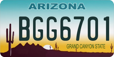 AZ license plate BGG6701