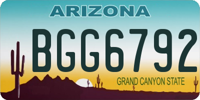 AZ license plate BGG6792
