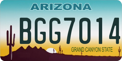 AZ license plate BGG7014
