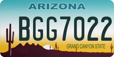 AZ license plate BGG7022