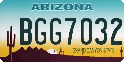 AZ license plate BGG7032