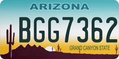 AZ license plate BGG7362