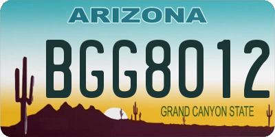 AZ license plate BGG8012