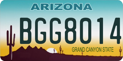 AZ license plate BGG8014