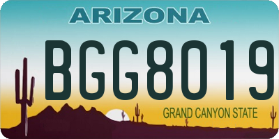 AZ license plate BGG8019