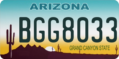 AZ license plate BGG8033
