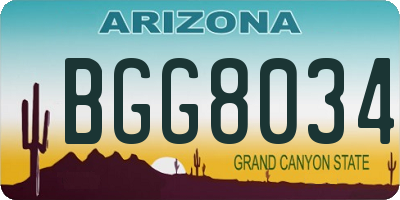 AZ license plate BGG8034