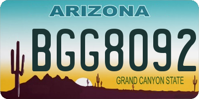AZ license plate BGG8092