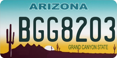 AZ license plate BGG8203