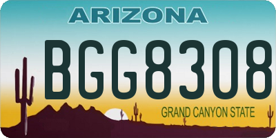 AZ license plate BGG8308