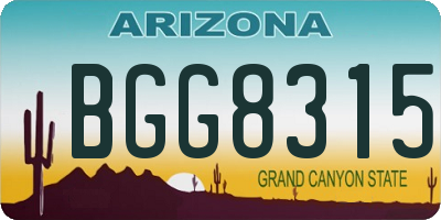 AZ license plate BGG8315