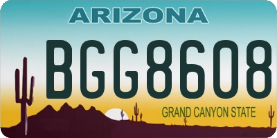 AZ license plate BGG8608