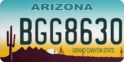 AZ license plate BGG8630