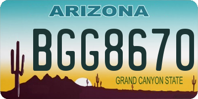 AZ license plate BGG8670
