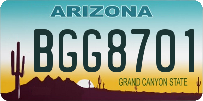 AZ license plate BGG8701