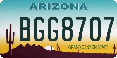 AZ license plate BGG8707