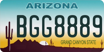 AZ license plate BGG8889