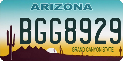 AZ license plate BGG8929