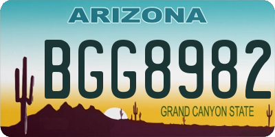 AZ license plate BGG8982