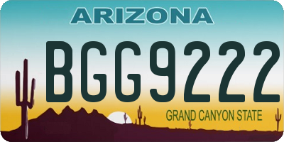 AZ license plate BGG9222
