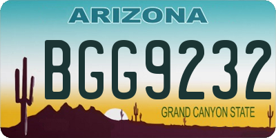 AZ license plate BGG9232