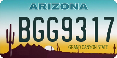 AZ license plate BGG9317