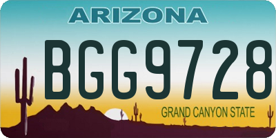 AZ license plate BGG9728