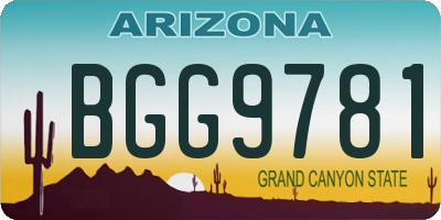 AZ license plate BGG9781
