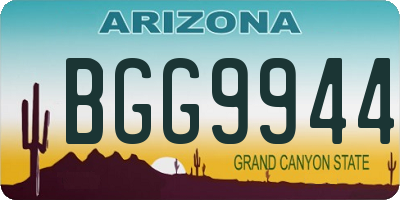 AZ license plate BGG9944