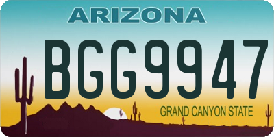 AZ license plate BGG9947