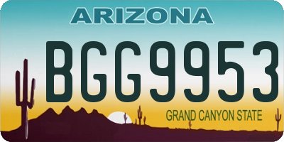 AZ license plate BGG9953