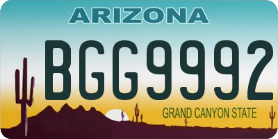 AZ license plate BGG9992
