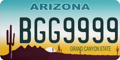 AZ license plate BGG9999