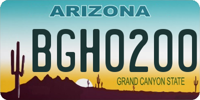 AZ license plate BGH0200